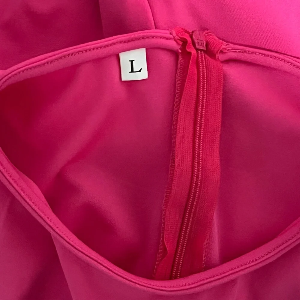 Shein Vibrant chic Hot Pink long sleeve twist front cutout snap closure bodysuit - Picture 5 of 8